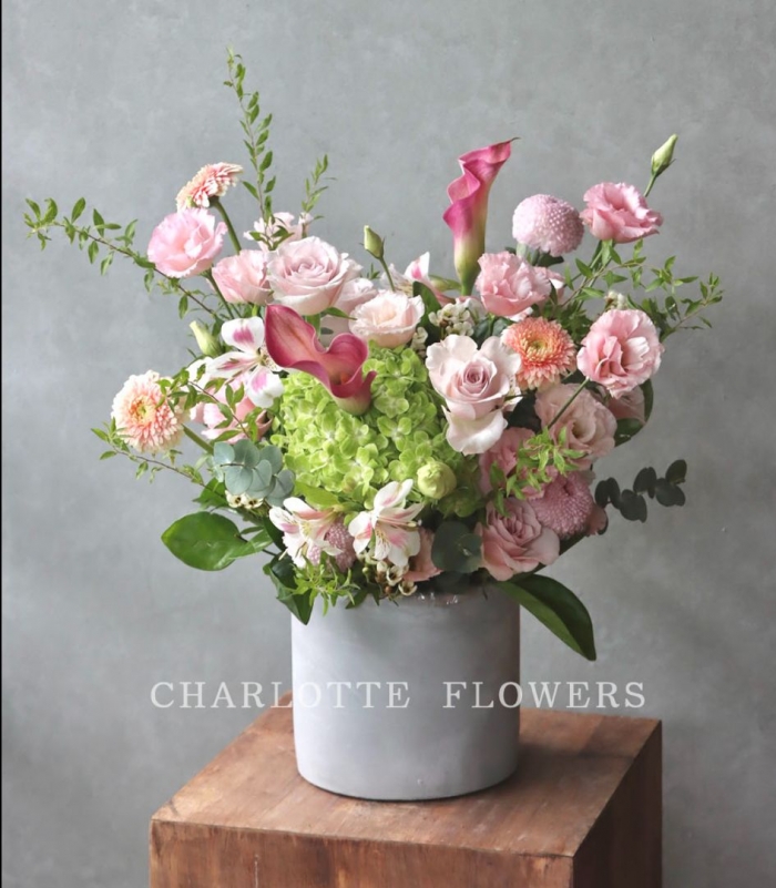 粉彩心境．水泥盆桌花